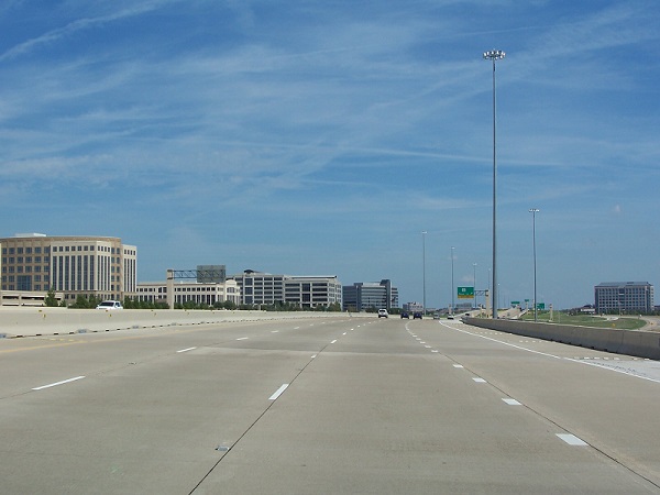 Texas highway showing high mast lighting